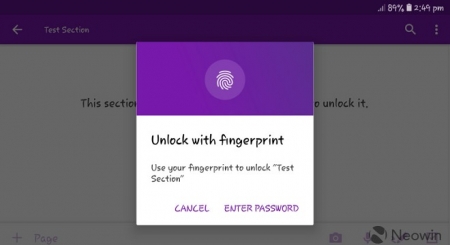 افزایش امنیت نسخه اندروید OneNote با استفاده از اثر انگشت - دیجینوی