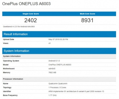 گوشی OnePlus 6 یک هفته قبل از معرفی، در بنچمارک Geekbench می‌درخشد - دیجینوی