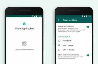قابلیت قفل واتس‌اپ با استفاده از سنسور اثر انگشت برای اندروید نیز ارائه شد