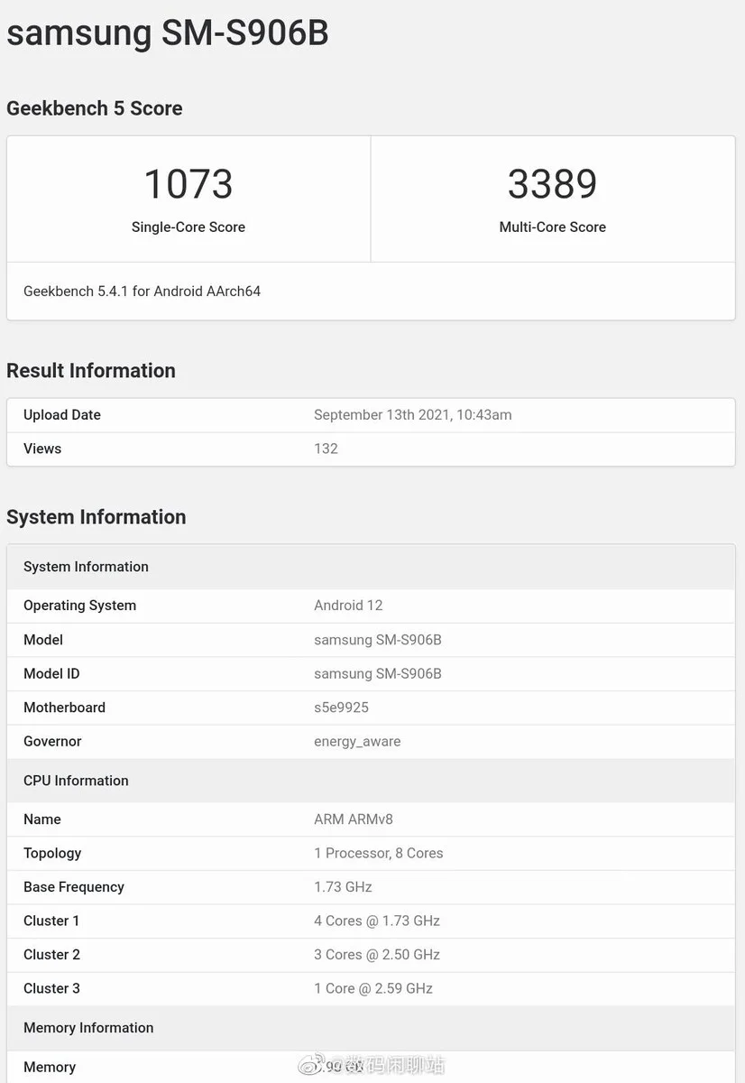 Galaxy S22+ GeekBench Result سامسونگ گلکسی S22 پلاس