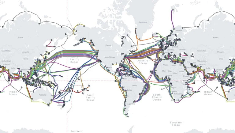 Undersea Internet Cable Map نقشه کابلهای اینترنت زیر آب