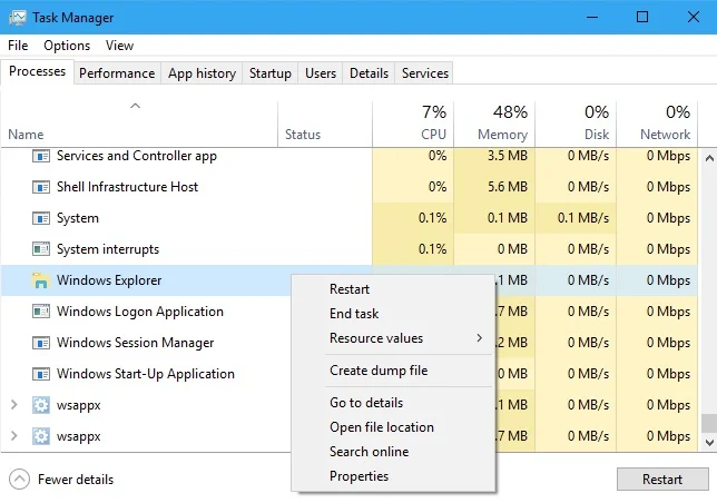windows task manager ویندوز