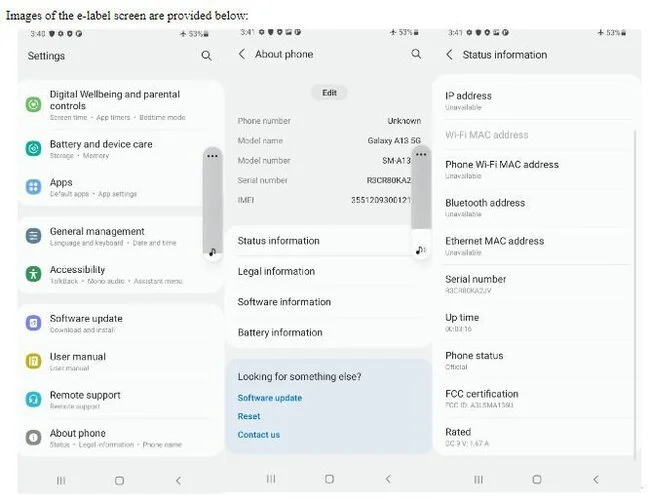 Galaxy A13 5G FCC لیست FCC گلکسی A13 5G