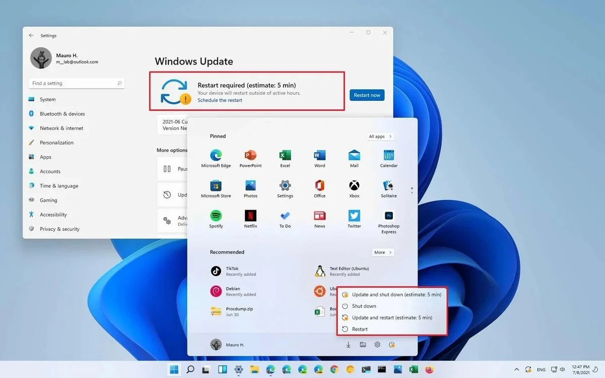 windows-update-estimated-time-hidde-feature-windows11 ۹ تغییر ویندوز ۱۱ که از وجود آن ها خبر ندارید