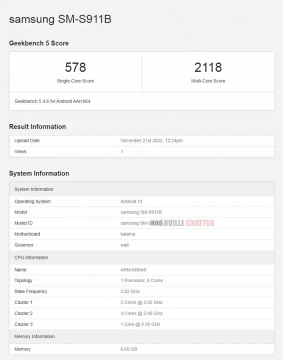 Galaxy S23 Benchmark بنچمارک گلکسی S23
