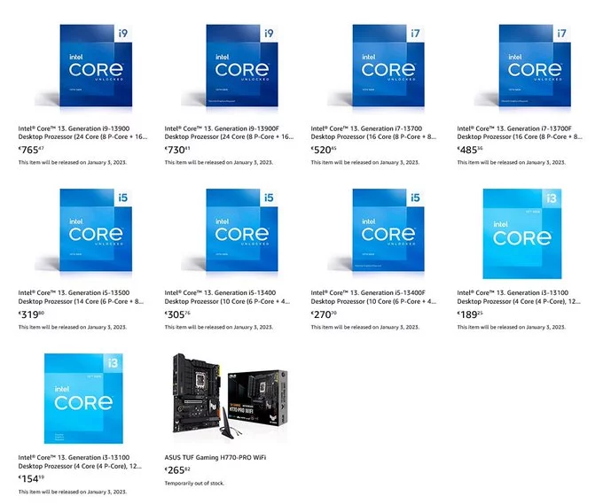 Intel Non K Raptor Lake تراشههای غیر K رپتور لیک اینتل