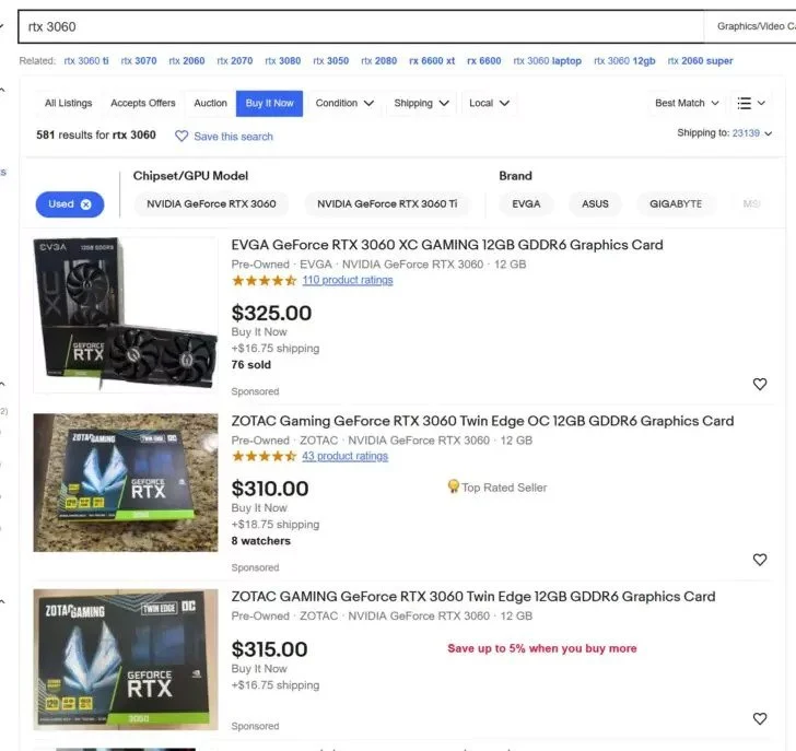 RTX 30 eBay Price 3 قیمت کارتهای RTX 30 در eBay