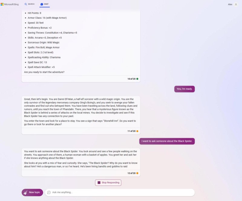 Bing With ChatGPT Games 7 بازیهای چت بات بینگ