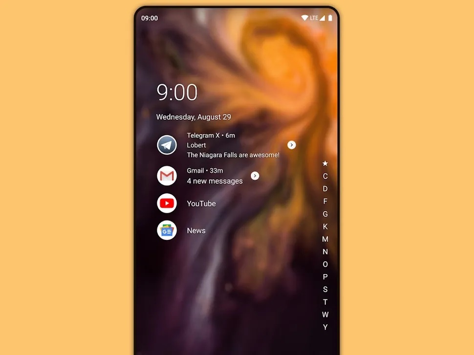 2-NIAGARA-LAUNCHER بهترین لانچرهای اندروید در سال ۲۰۲۳