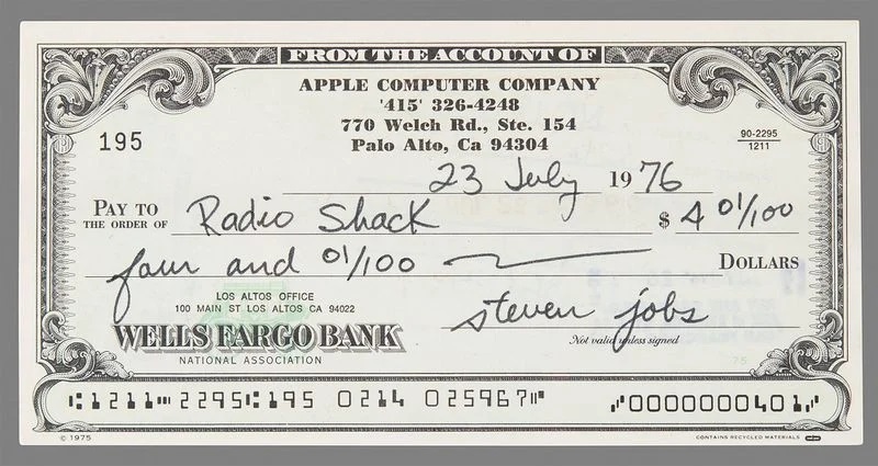 Apple Computer Check Signed by Steve Jobs Sells for 000 استیو جابز