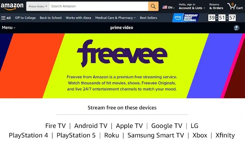 برنامه رایگان پخش فیلم: Amazon Freevee