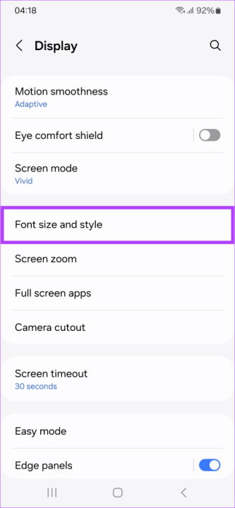 navigating-to-Settings-Display-Font-size-and-style-473x1024 رابط کاربری One UI 6 سامسونگ