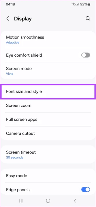 navigating-to-Settings-Display-Font-size-and-style-473x1024 رابط کاربری One UI 6 سامسونگ