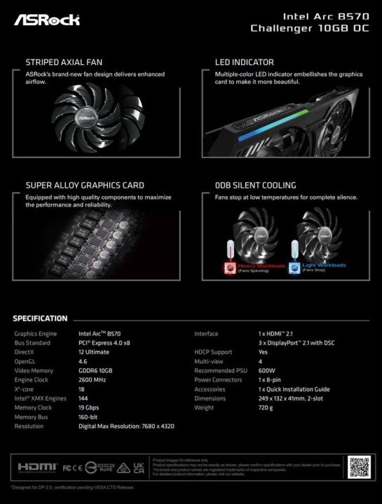 مشخصات کارت گرافیک قدرتمند Arc B570 اینتل فاش شد - دیجینوی
