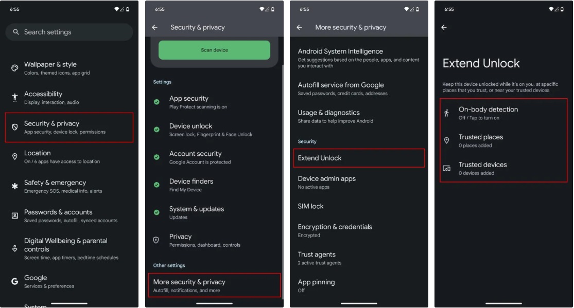 How to enable Android Extend Unlock باز کردن قفل گوشی اندروید