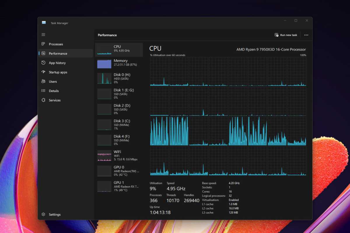 Task-Manager-dark-theme-overview-screenshot نکات کاربردی Task Manager برای بهبود عملکرد ویندوز - دیجینوی