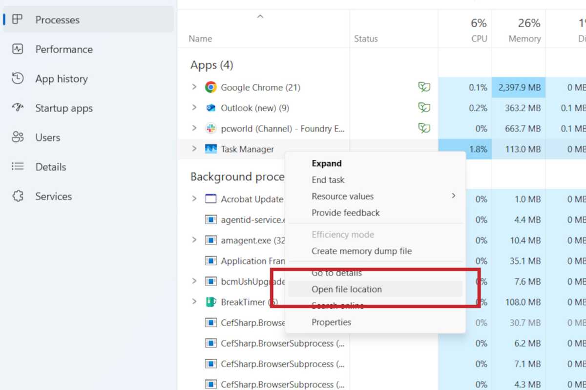 Task-Manager-open-file-location-screenshot نکات کاربردی Task Manager برای بهبود عملکرد ویندوز - دیجینوی