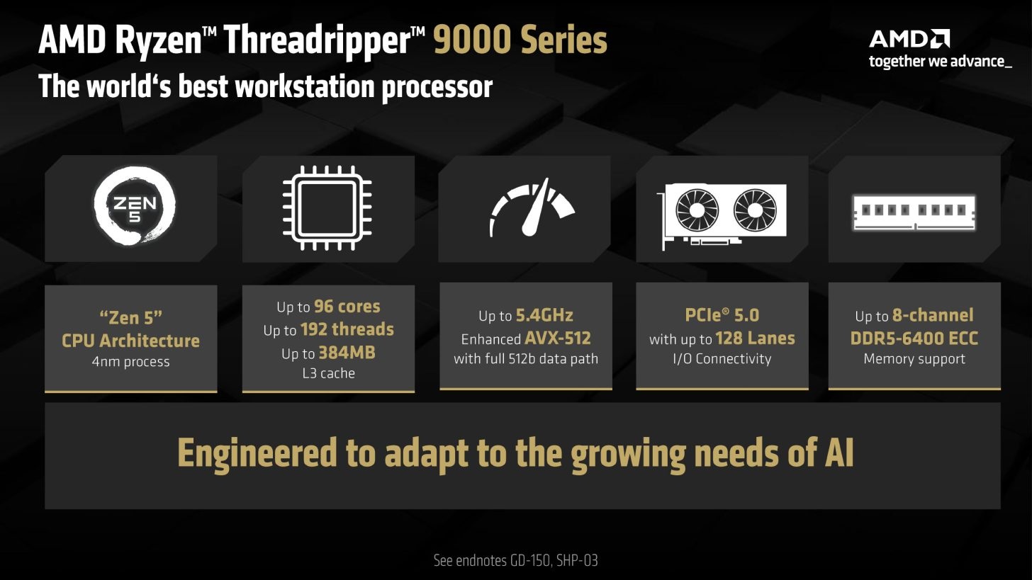 AMD Ryzen Threadripper 9000 Zen 5 CPUs Official1 پردازندههای AMD Ryzen Threadripper 9000 با معماری Zen 5 معرفی شدند