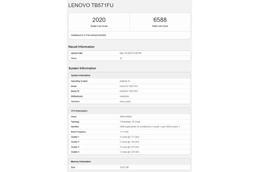 تراشه اختصاصی لنوو در Geekbench رویت شد