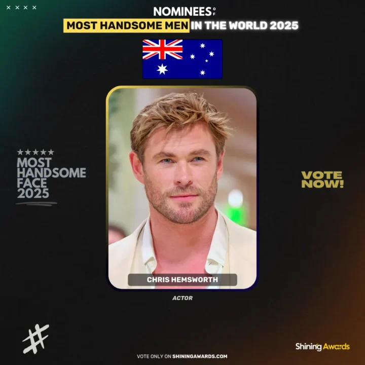 Chris-Hemsworth-Most-Handsome-Men-In-The-World-2025-Shining-Awards جذاب ترین مرد سال ۲۰۲۵ چه کسی است؟ - دیجینوی