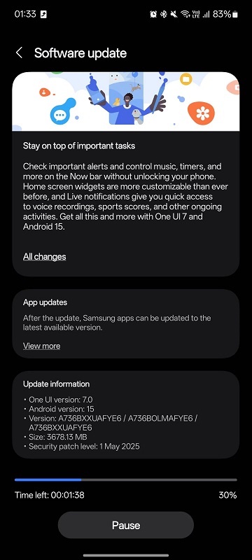 Galaxy A73 gets its final major OS upgrade1 گلکسی A73