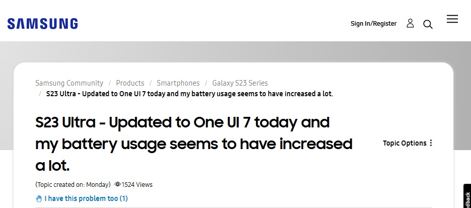 Major battery drain hits Galaxy S23 devices after One UI 7 update کاربران گلکسی S23 از خالی شدن سریع باتری پس از آپدیت One UI 7 خبر میدهند