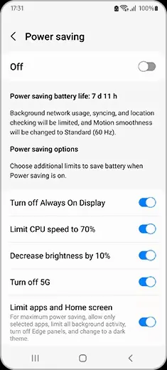 Samsung-Galaxy-power-saving-1jpeg ذخیرهسازی انرژی در One UI 7 سامسونگ