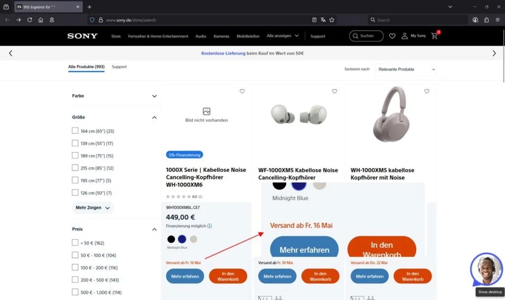 Sony WH-1000XM6 briefly appears on official website Colors pricing and shipping details revealed Sony WH-1000XM6