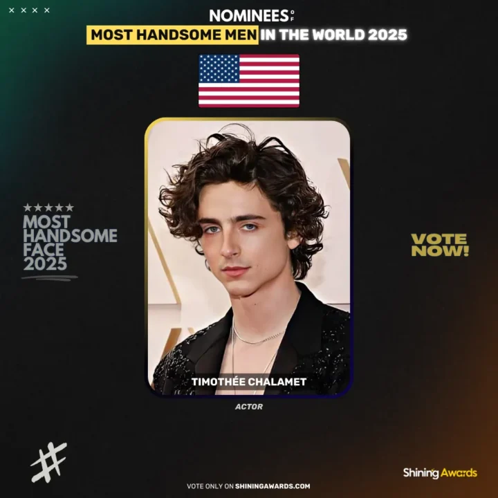 Timothee-Chalamet-Most-Handsome-Men-In-The-World-2025-Shining-Awards جذاب ترین مرد سال ۲۰۲۵ چه کسی است؟ - دیجینوی