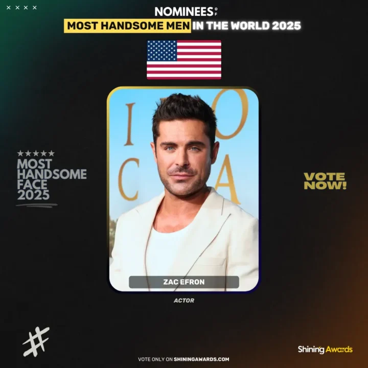 Zac-Efron-Most-Handsome-Men-In-The-World-2025-Shining-Awards جذاب ترین مرد سال ۲۰۲۵ چه کسی است؟ - دیجینوی