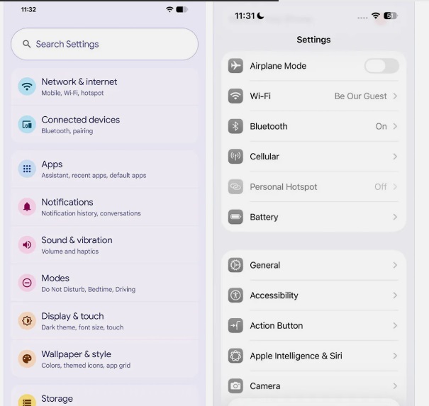 اندروید 16 نشان داد که بازطراحی iOS 26 چقدر بد است