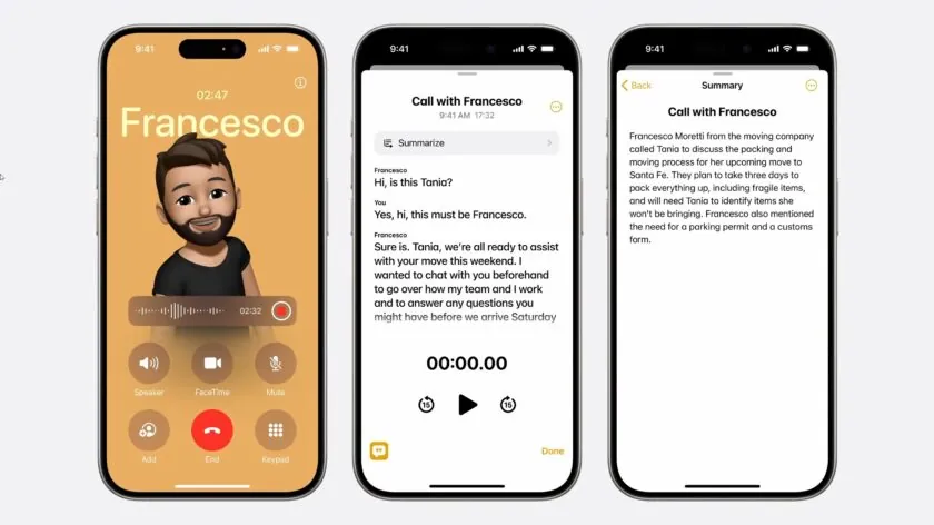 Call recordings and summaries in apple inteligence قابلیت ضبط مکالمات و خلاصهسازی در apple intelligence