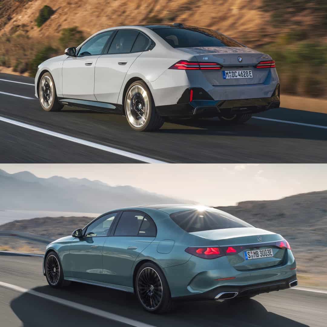 نمای عقب بنز e کلاس و سری 5 bmw