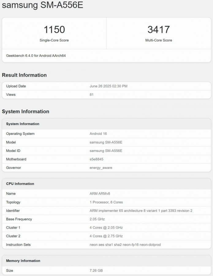 samsung-galaxy-a55-spotted-on-geekbench گلکسی A55