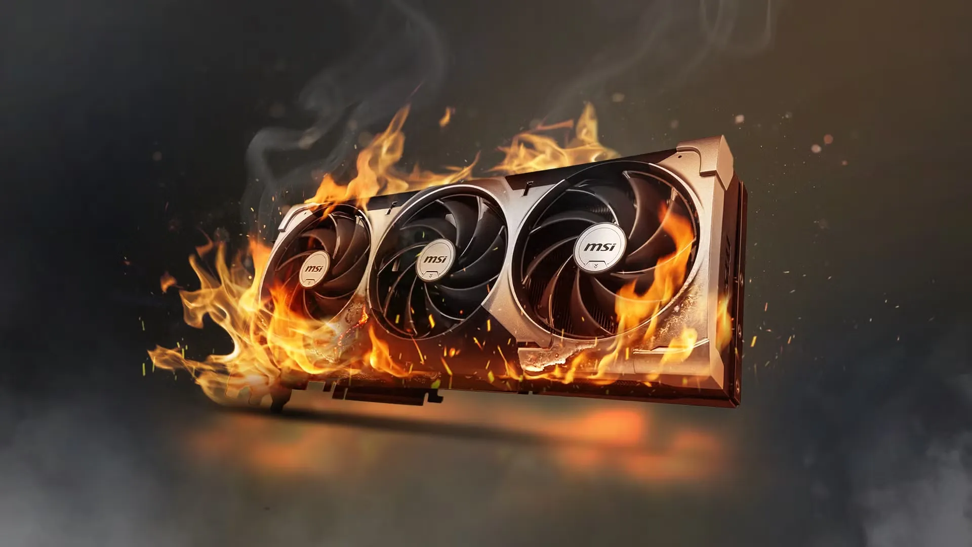 rtx-5090-engulfed-in-flames-against-a-dark-background خرید کارت گرافیک گیمینگ ارزان