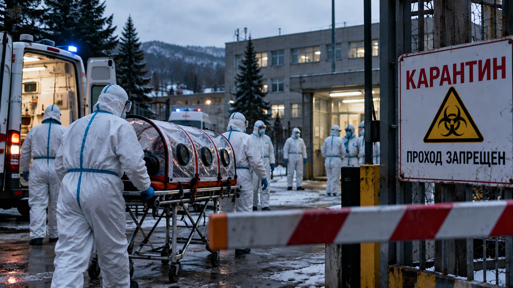 Winter Quarantine Checkpoint with Hazmat Response ۳ تناقض نگرانکننده در ماجرای شیوع طاعون در روسیه | موبوگیم